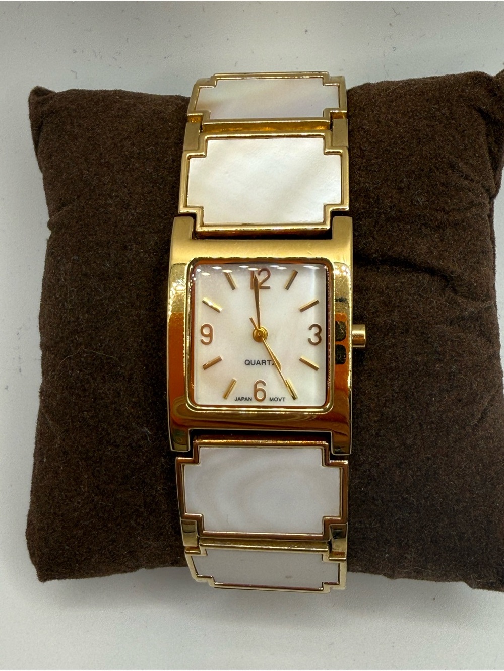 Gold Tone White Inlay Women's Bracelet Watch